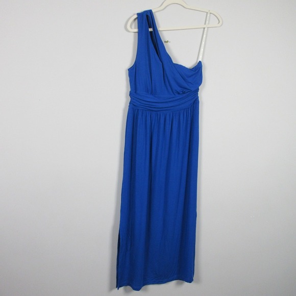 Lilly Pulitzer Helina One Shoulder Maxi Dress M Blue Rayon Blend Party Prom 426 - Picture 1 of 14